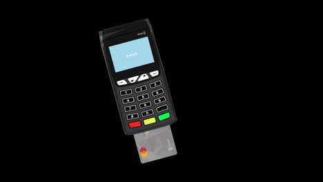 Kreditkarte-Mit-Kassenautomaten-Animationsvideo,-Transparenter-Hintergrund-Mit-Alphakanal.